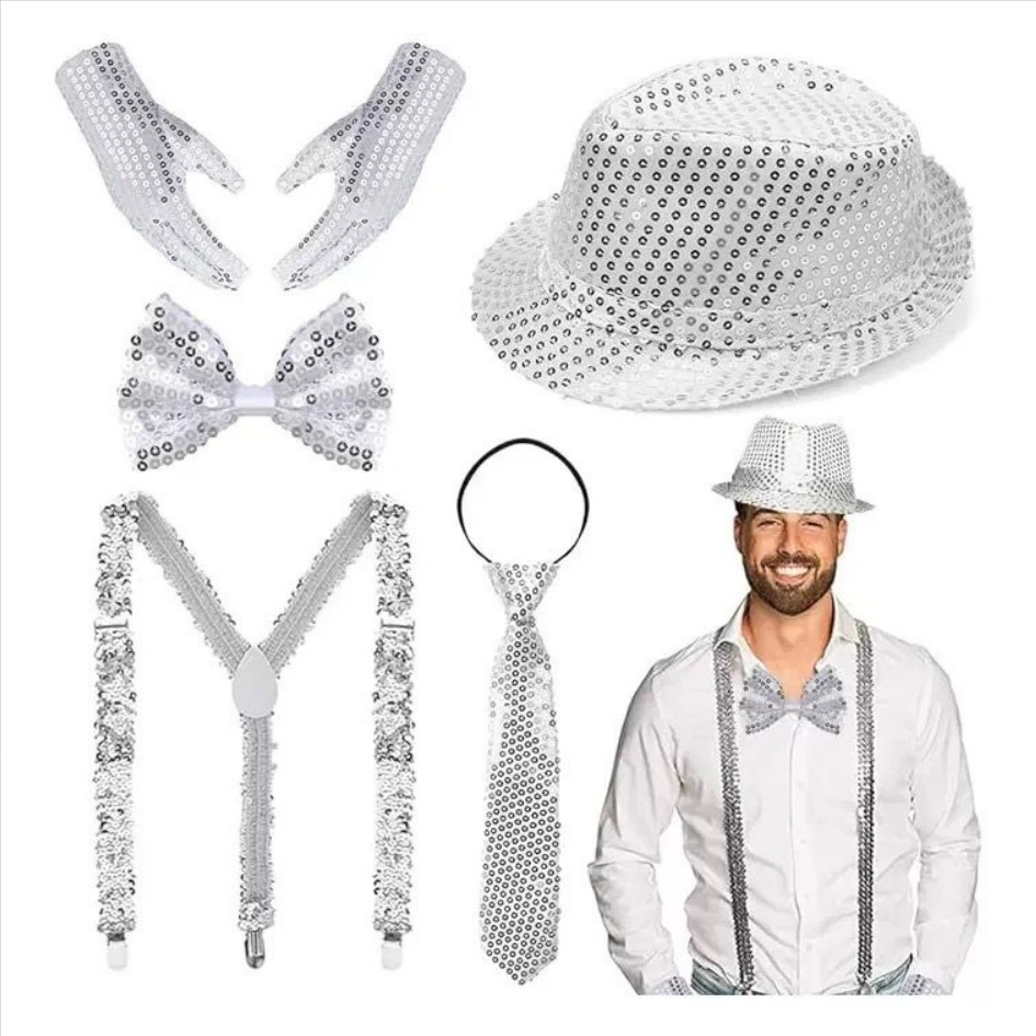 Accesorios para pelucas de fiesta de carnaval, collar de Elvis estilo disco de los 70, accesorios de fiesta de los 90, peluca de fiesta