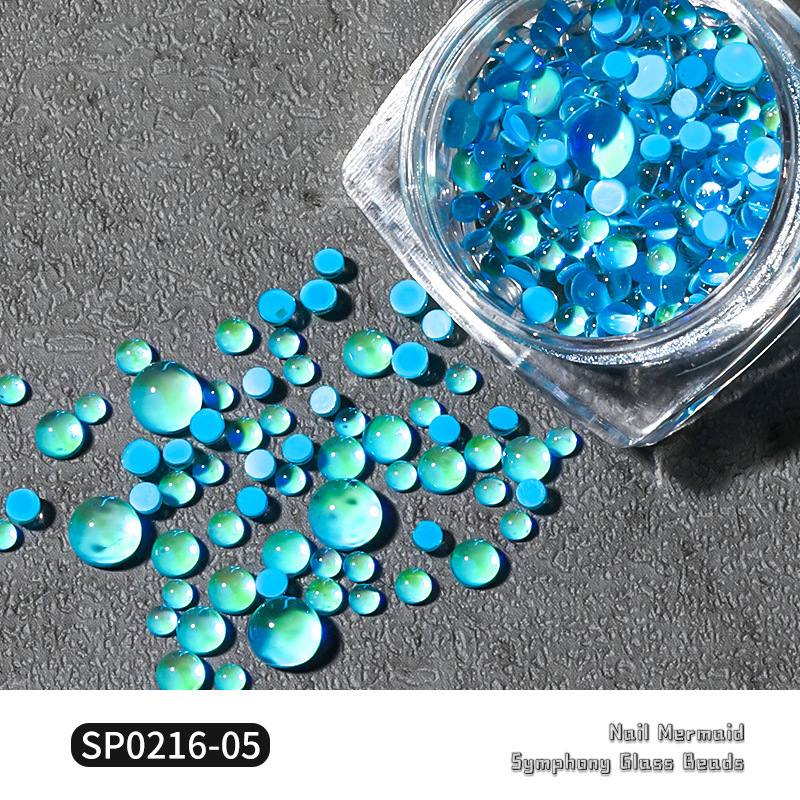 Joyería de uñas caliente mezclada sirena cuentas mágicas plana redonda cristal Aurora cuentas de cristal joyería de uñas diamante