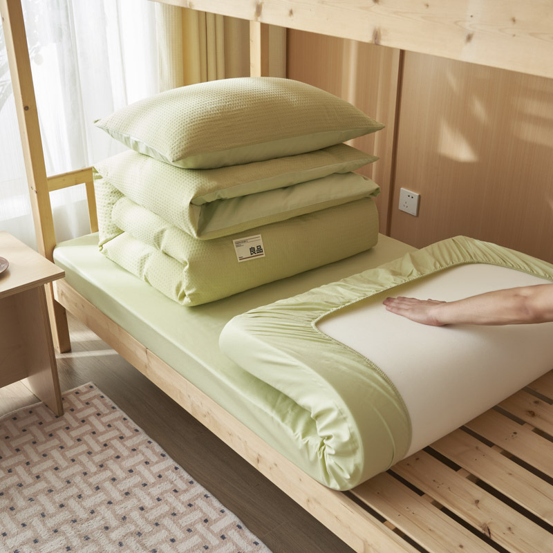 Juego de cama de dormitorio de estudiantes de gofrage de algodón puro de tres piezas 2025 nuevo verano sábana simple ropa de cama
