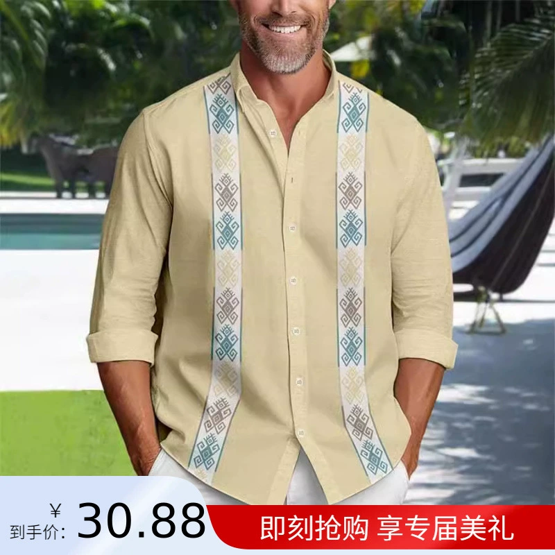 Amazon Горячая продажа мужская рубашка простой бизнес-коммутирус с длинными рукавами в полоску 3D цифровой топ с принтом осенняя одежда