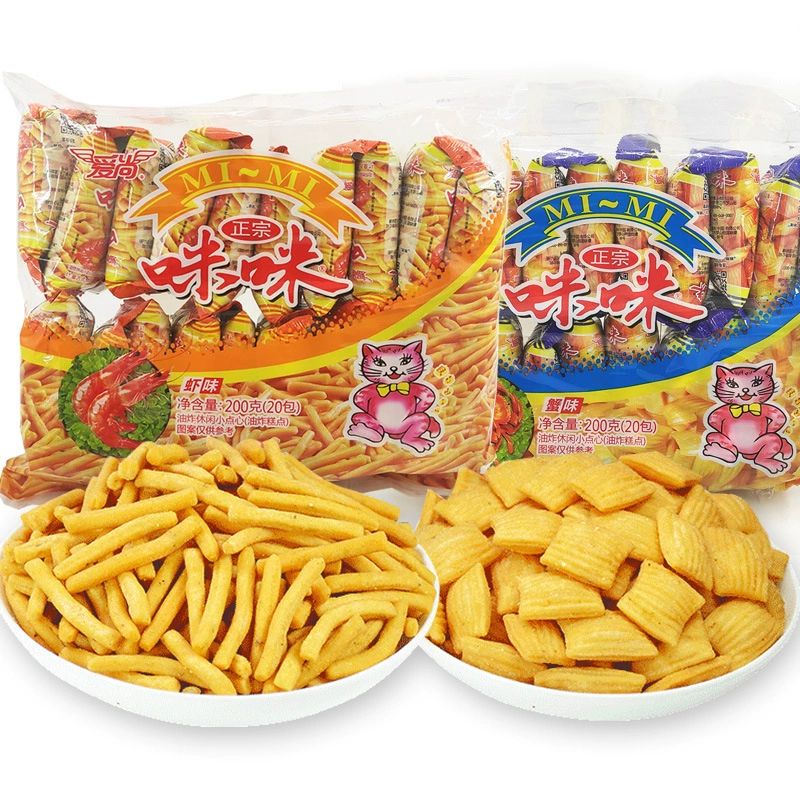 Aishang Mimi Креветки Краб Вкус Зерно 10 г Упаковка Закуски для отдыха Воздушная еда Ностальгические Креветки Палочки Оптовая Закуски