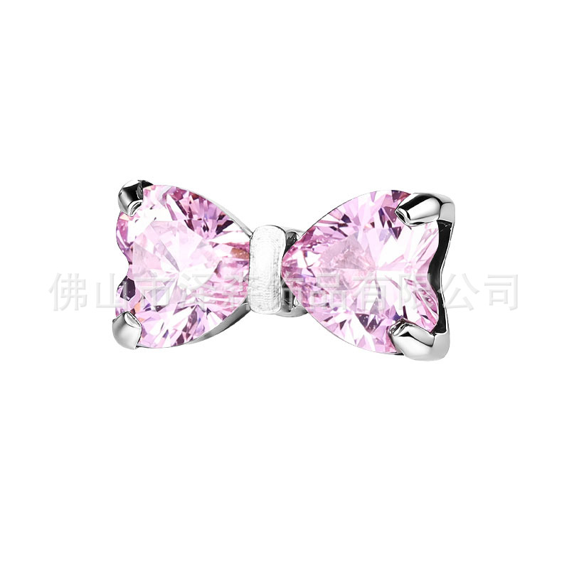 F136 Titanium Alloy Bowknot Zircon Ear Studs, G23 Titanium Lip Studs, Body Piercing Jewelry detail image 7