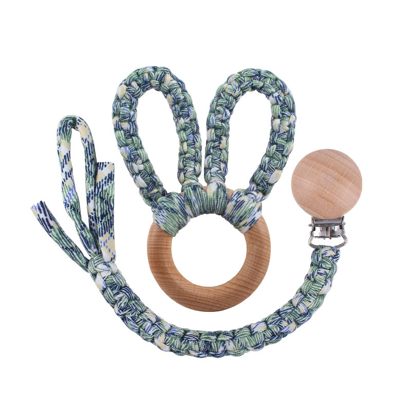 Bricolaje creativo bebé suministros de haya chupete clip tejido a mano color mezclado chupete cuerda anti-caída cadena mordedor traje