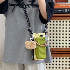 秋天户外轻便运动帆布水壶水杯包包女2025新款超火休闲斜挎手机包