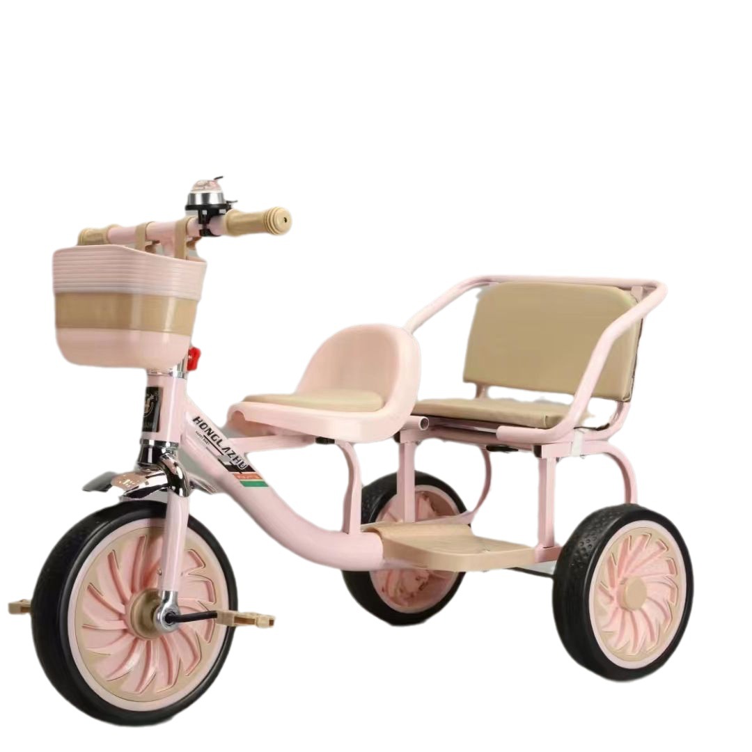 Triciclo infantil doble con pedales y empuje, juguete educativo para niños de 1 a 3 años