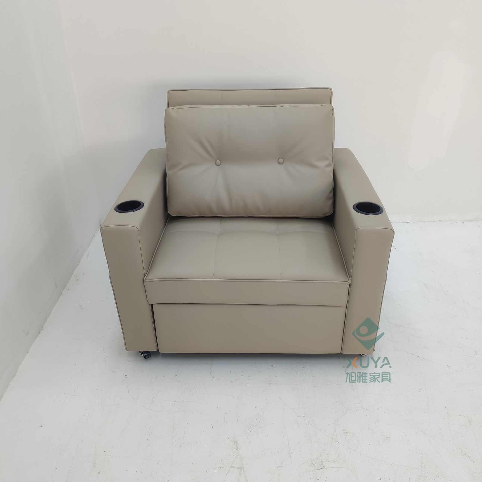 Hotel Single Sofa Bed Multifunctional Foldable Dual-Purpose Living Room Office Lunch Break Leisure Sofa Bed with Cup Holder