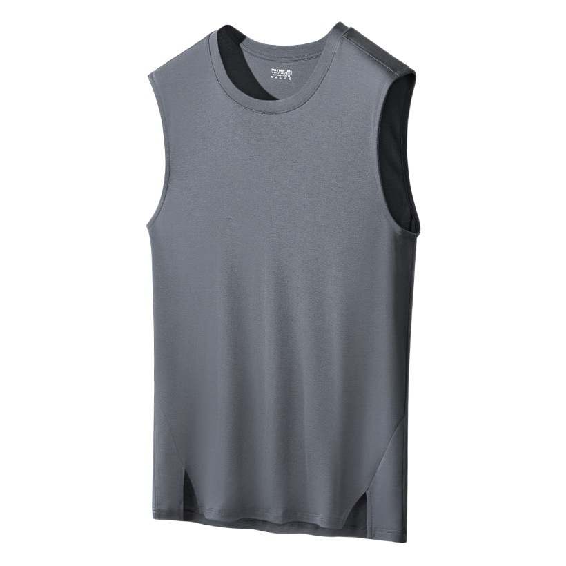 Conjunto de pijama de algodón Tencel suave para hombre, camiseta sin mangas y pantalones cortos, se puede usar en exteriores, ropa de estar para hombre al por mayor, se puede usar en exteriores.