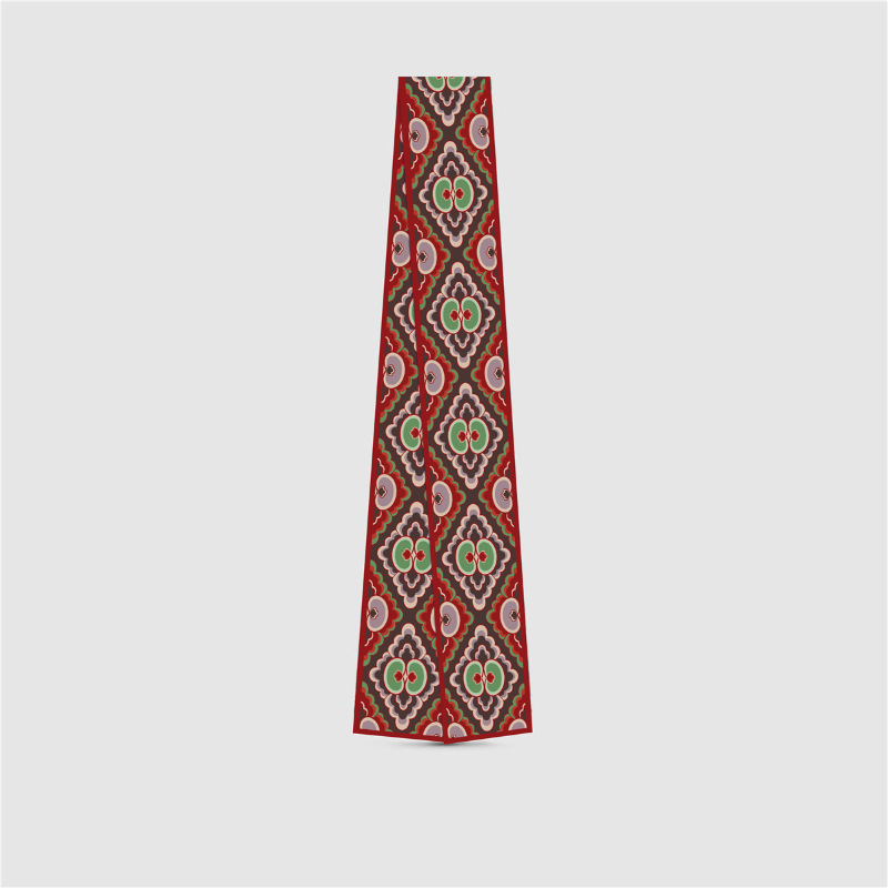 Nueva serie de Dunhuang larga pequeña bufanda de seda estilo coreano de alto grado versátil decorativo profesional pequeña bufanda cinta atada bolsa