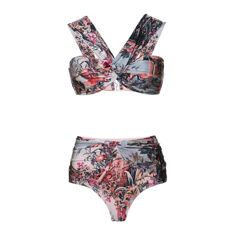 Women's Elegant Lady Printing 3 Pieces Set Bikinis Swimwear display picture 3