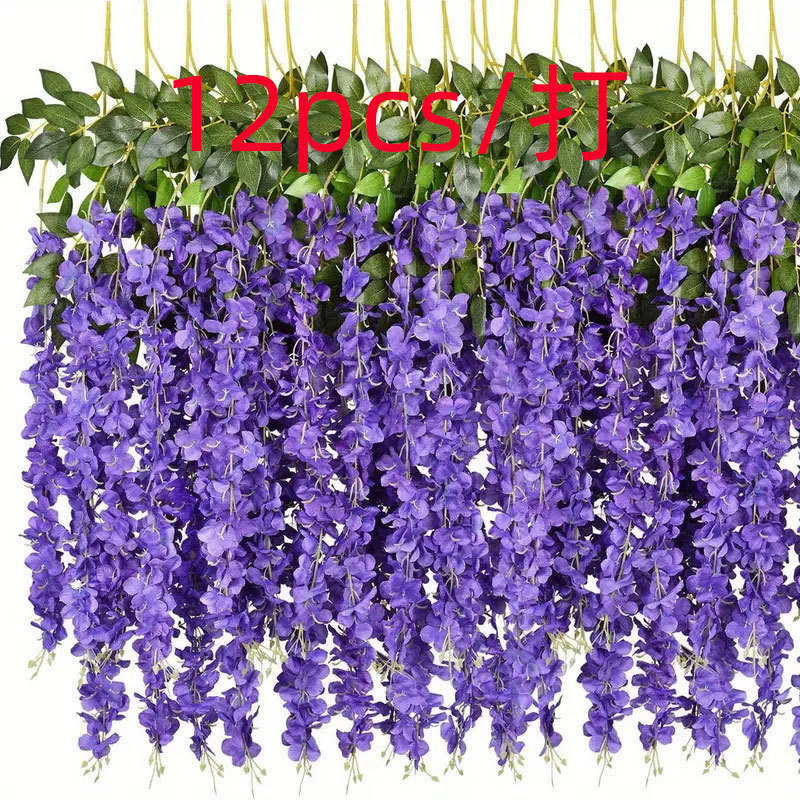 Artificial Wisteria Flower Fake Flower Violet Ceiling Flower Vine Indoor Wedding Decoration Rattan Plastic Flower Vine Plant Artificial Wisteria Flower Fake Flower Violet Ceiling Flower Vine Indoor Wedding Decoration Rattan Plastic Flower Vine Plant