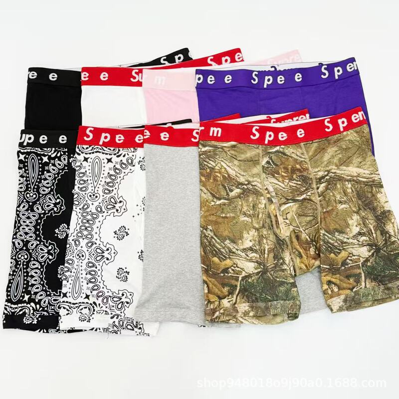 Sup Long Pure Cotton Couple Underwear Boxer Briefs Large Size Street Fashion Brand Hip-Hop Leggings 2 Pack for Men and Women