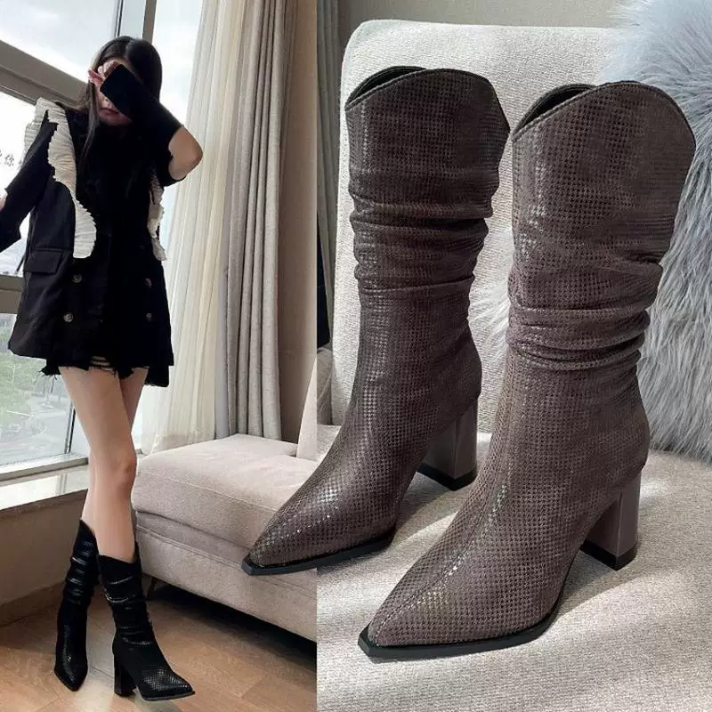 Sexy winter low boots pointy toe, high boots