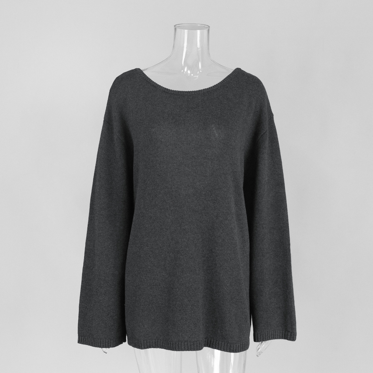 Suéter de punto de algodón puro transfronterizo, estilo europeo y americano, nuevo modelo otoño-invierno 2025, holgado, informal y sexy con espalda descubierta.
