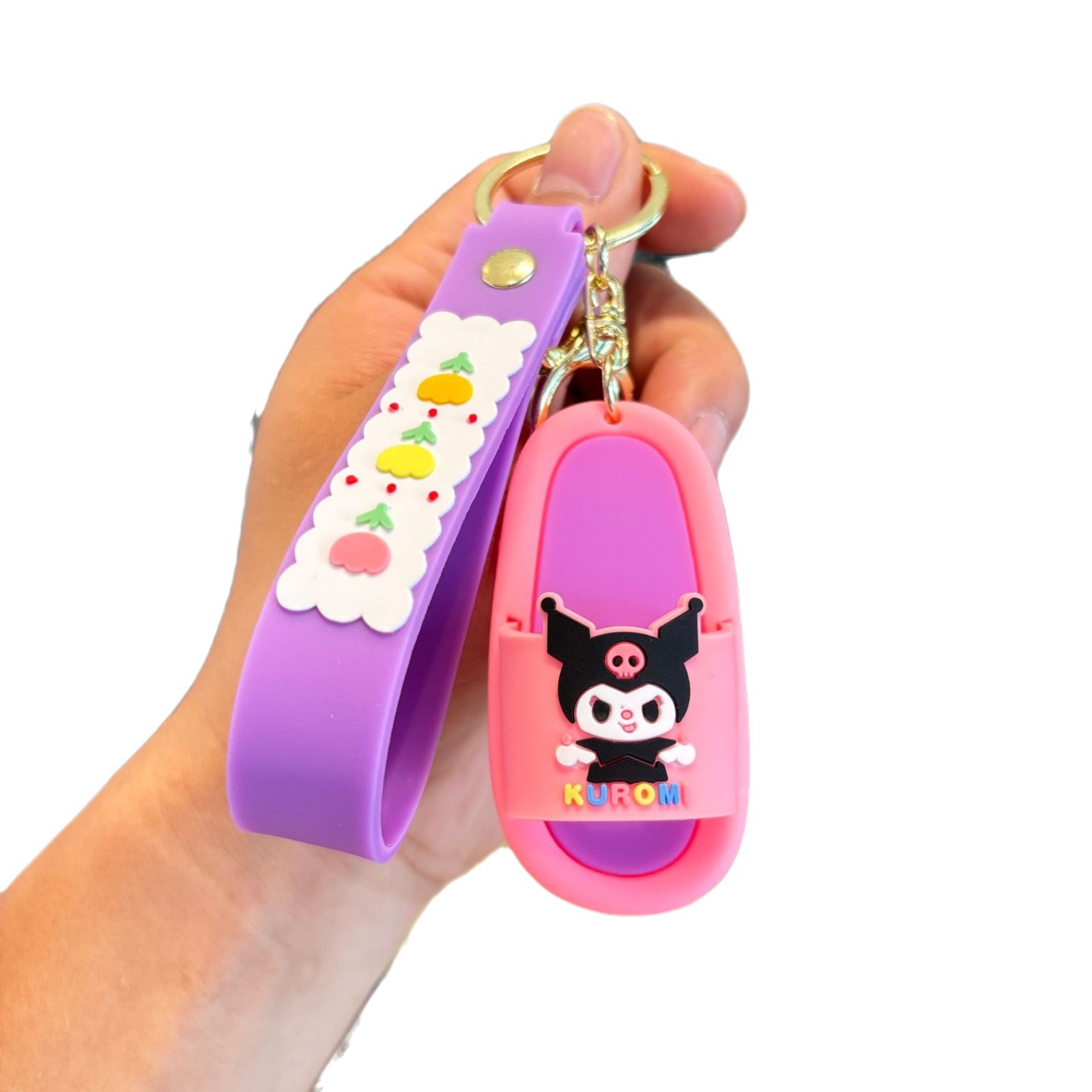 Caricatura de dibujos animados Kullomi zapatillas llavero colgante pareja lindo llavero pequeño regalo bolso bolso bolso llavero