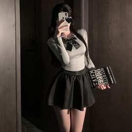 情趣内衣性感火辣超短裙轻熟校园感诱惑清纯女大私服套装一件代发
