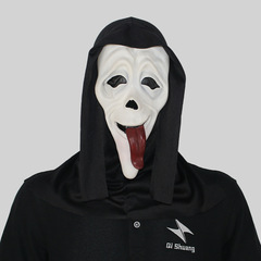 Scream and Shriek Red Tongue Mask Headpiece Costume Party Halloween Ghost Face Headwear Prank Prop