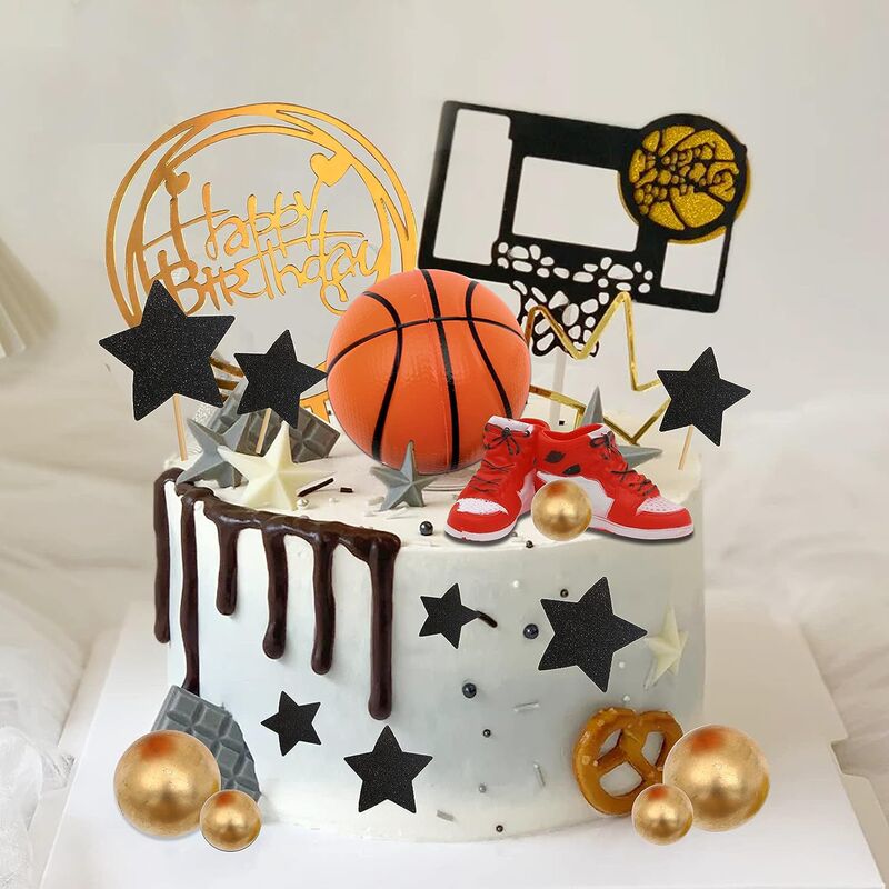 NBA Basketball Game Birthday Cake Decoration Slam Dunk Basketball Sports Theme Birthday Cake Plugin