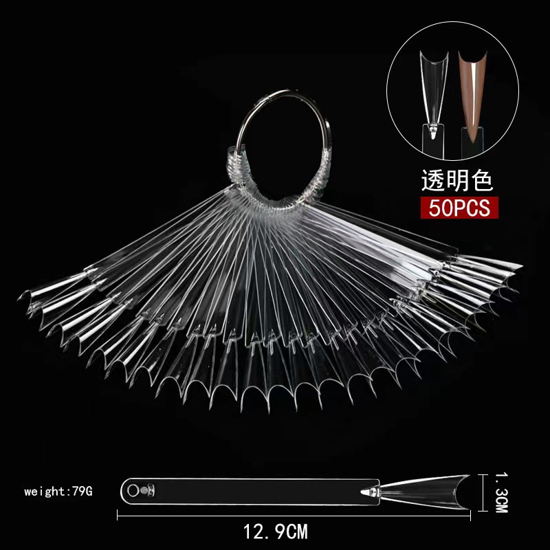 Nail Art Placa de color 50 piezas Tarjeta de color en forma de abanico arte de uñas multi-estilo esmalte de uñas pantalla color placa práctica tarjeta de color en stock