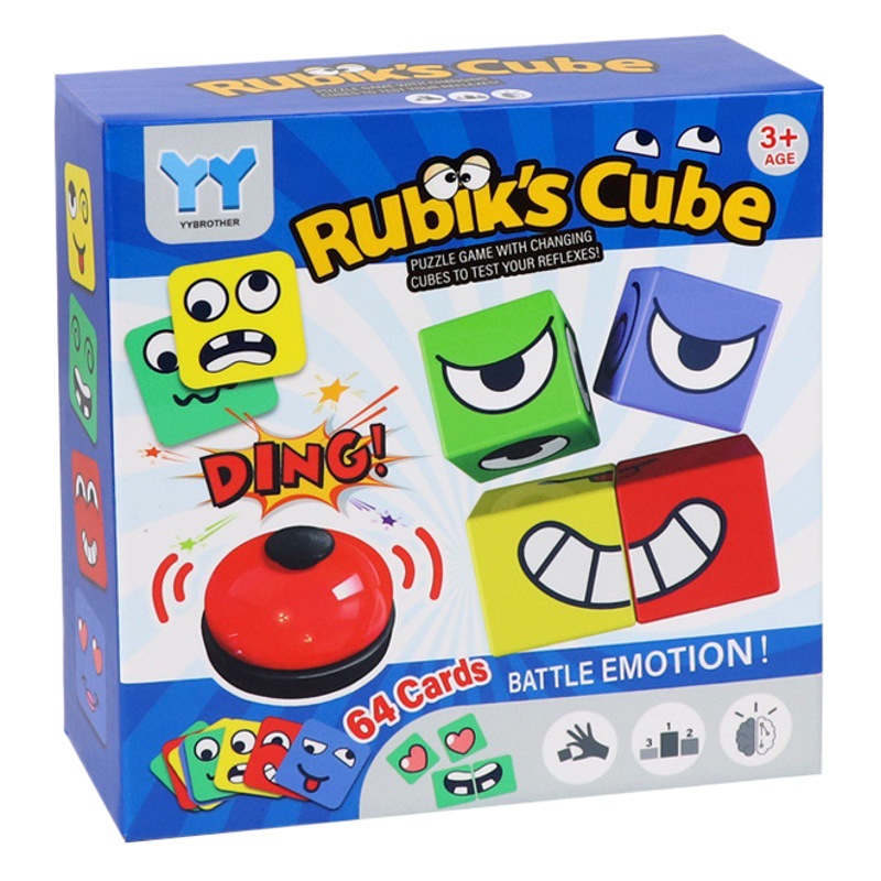 Transfronterizo cara cambiante cubo niños educación temprana juguetes educativos padre-hijo interactivo divertido juego de escritorio Smiley expresión de la cara bloques de construcción