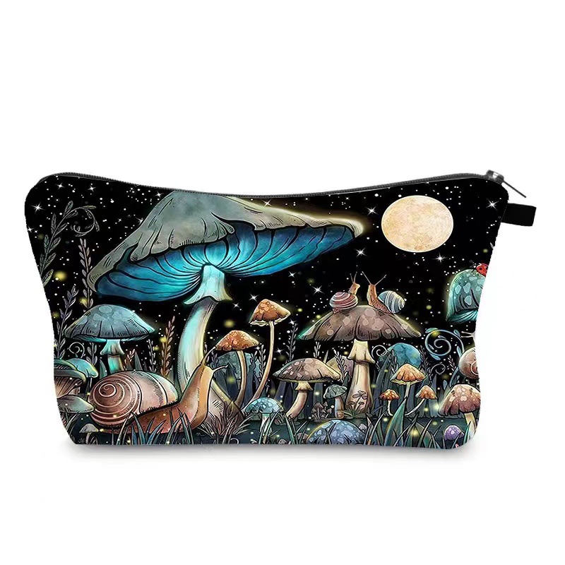 Transfronterizo Amazon nuevo maquillaje pintado bolsa de impresión de lino impermeable doble cara bolsa de almacenamiento