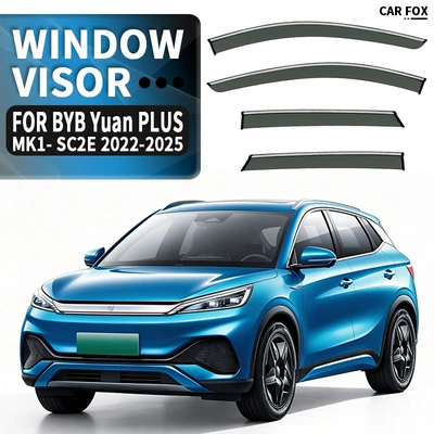 Suitable for Byd Yuan Plus Car Window Rain Shield and Rain Visor Yuan up Ev Window Visor (Rain shield) - standard-packing-without-logo-4pcsbyd-yuan-plusmk1-sc2e-2022-2025pcwith-bright-strip-rain-shield