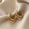 Advanced hula hoop, trend metal earrings, European style, bright catchy style, high-quality style, cat's eye