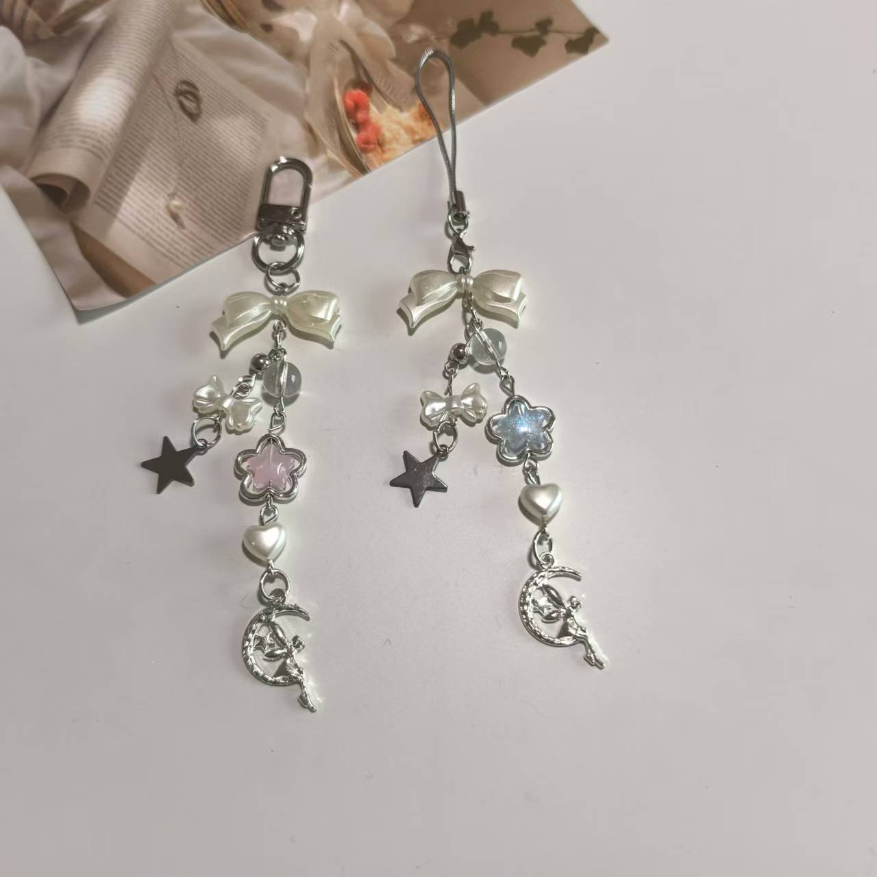 Elf butterfly star mobile phone chain pendant car key hang-up mobile phone lanyard card book hanging chain CC hang-up gift