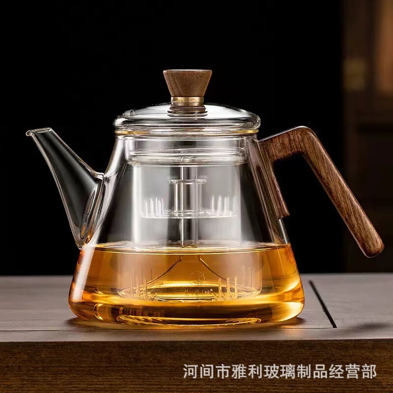 High Borosilicate Glass Teapot, High Temperature Resistant Tea Brewing Pot, Steaming and Cooking Integrated Walnut Wood Household Flower Tea Pot, Electric Ceramic Tea Set High Borosilicate Glass Teapot, High Temperature Resistant Tea Brewing Pot, Steaming and Cooking Integrated Walnut Wood Household Flower Tea Pot, Electric Ceramic Tea Set