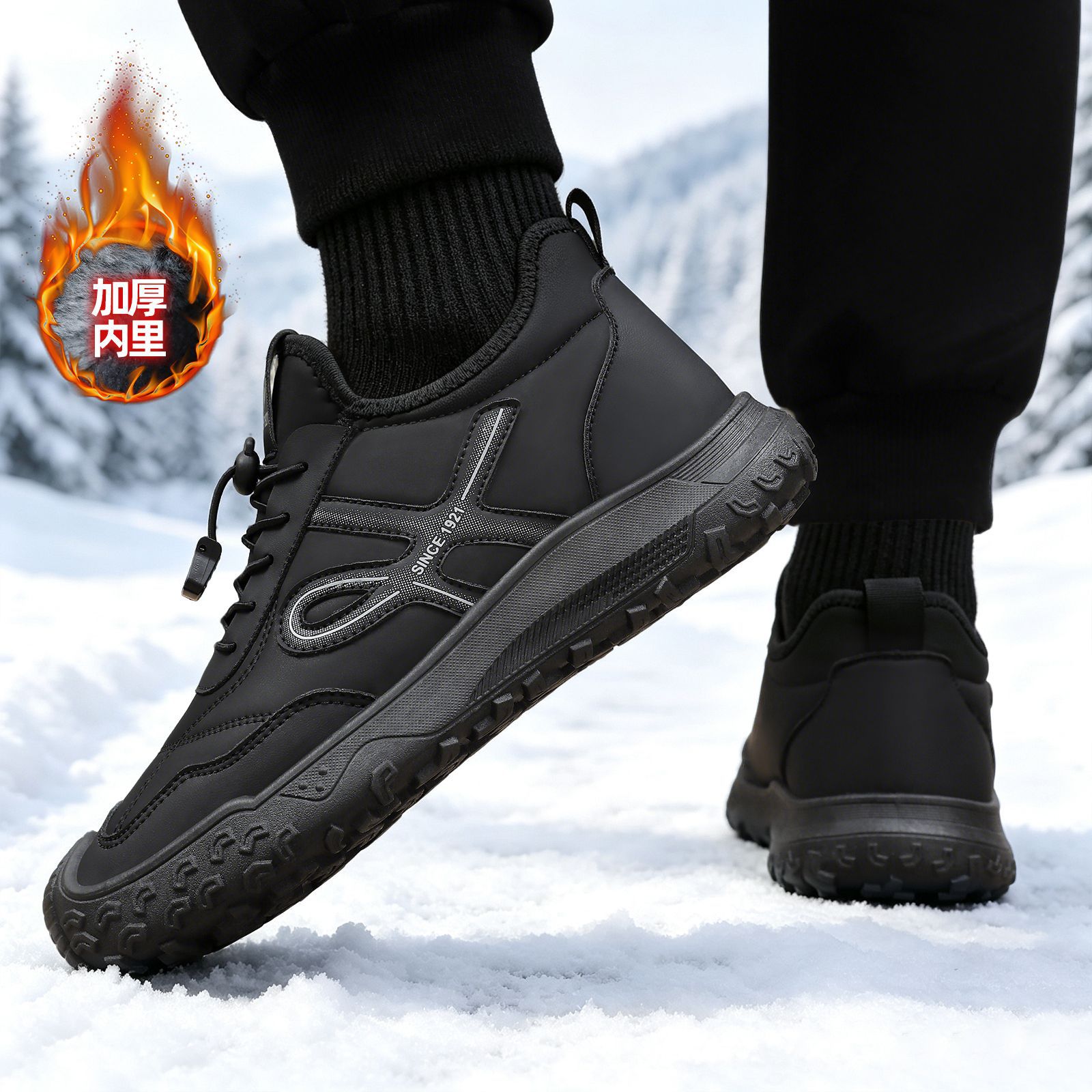 Zapatos de algodón de hombre con terciopelo grueso zapatos de hombre con suela suave cómodos calentamiento zapatos casuales a prueba de frío al aire libre