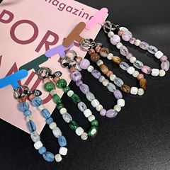 ダブルボタン携帯電話チェーン幾何学的特殊形状ビーズリスト電話ロープ吊りチェーンアート文学気質リストバンドブレスレットショートスタイル