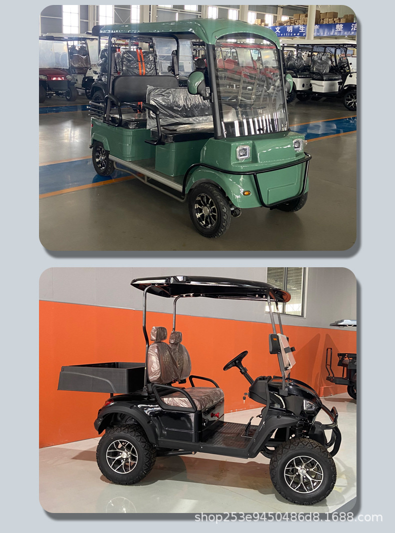 Export electric golf carts, four-wheel sightseeing vehicles for tourist attractions, hotel shuttle vehicles, and vehicles for real estate sales offices to view homes