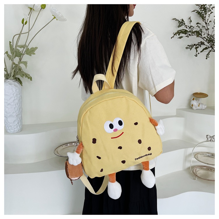 Borsa in tela di formaggio carina Instagram coreana per ragazze morbide, borsa da scuola per bambini, zaino versatile di grande capacità_voghion.com