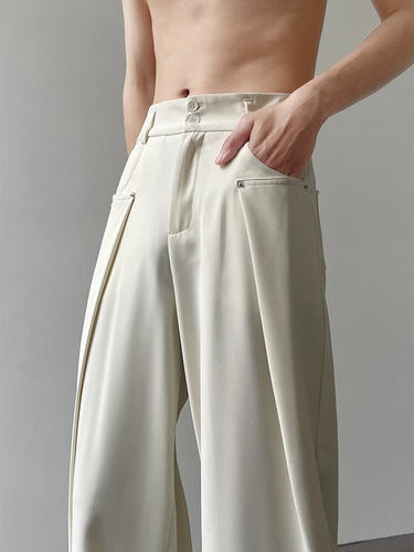 Men's Summer Thin Casual Western Trousers with Drape and High-end Feel Straight Suit Pants Men's Small Western Trousers Trendy