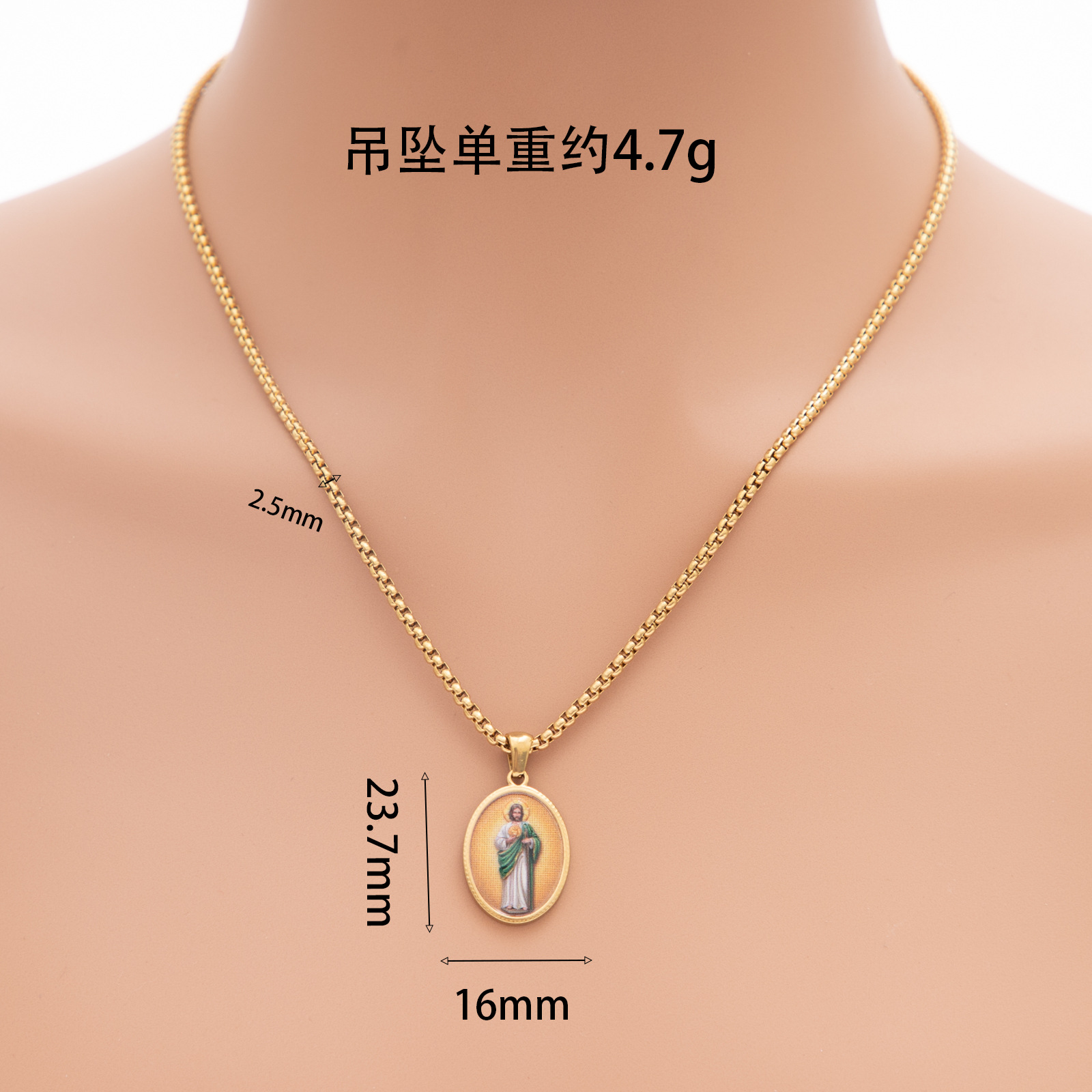 Cross-border European and American religious pendant titanium steel necklace, versatile, stylish, and high-end, suitable for both men and women, with a retro design