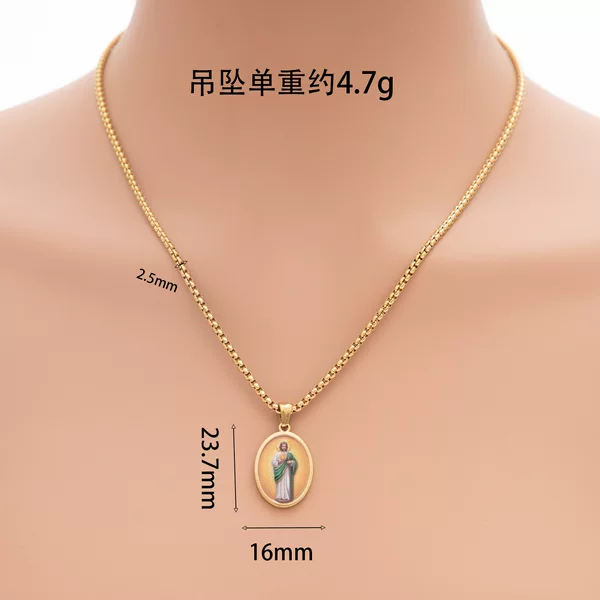 Cross-border European and American religious pendant titanium steel necklace, versatile, stylish, and high-end, suitable for both men and women, with a retro design
