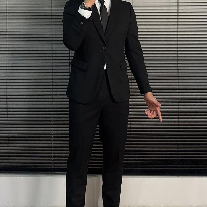 Business Casual Suit Set Men's Suit Jacket Slim Fit Professional Korean Style Spring and Autumn Groom Wedding Attire Business Casual Suit Set Men's Suit Jacket Slim Fit Professional Korean Style Spring and Autumn Groom Wedding Attire