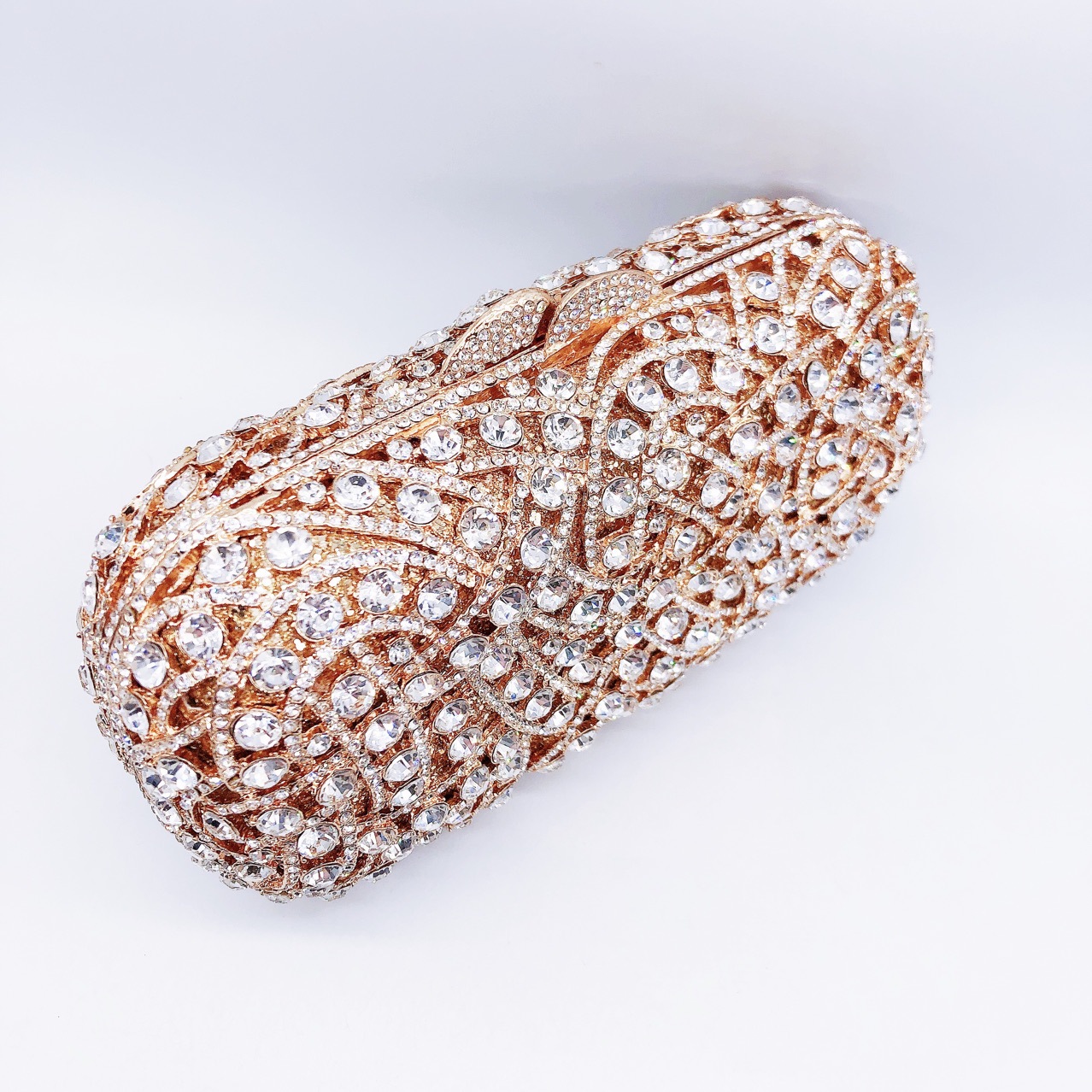 Túi clutch nữ đính đá dạ hội phong cách châu Âu — Màu vàng kim, Màu bạc, Nền vàng kim cương trắng, Cá tính đặt làm