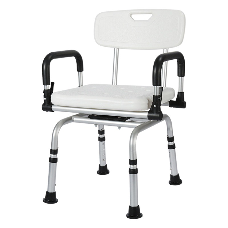 Silla de ducha para baño para personas mayores, silla de inodoro para adultos y mujeres embarazadas, taburete de ducha con reposabrazos abatibles, altura ajustable, antideslizante.