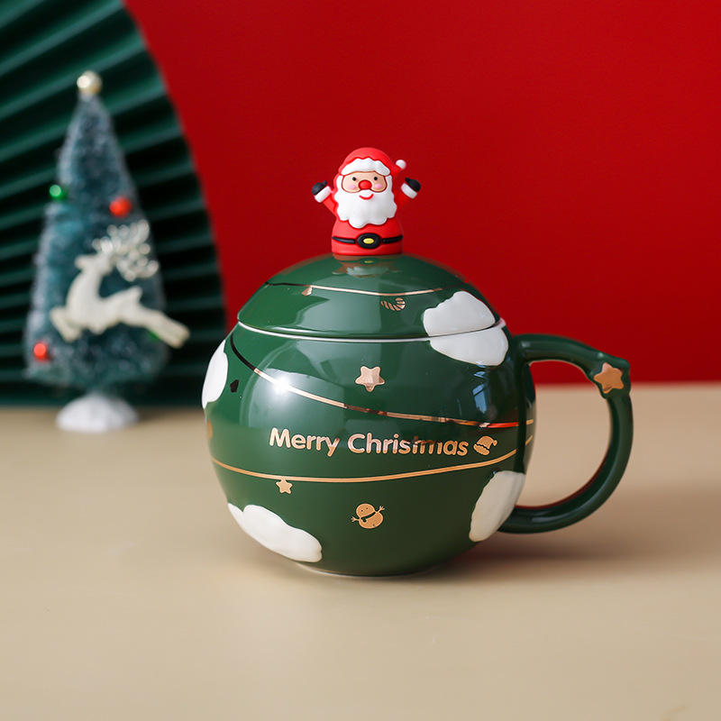 Creativo Navidad regalo Taza de cerámica Planeta de dibujos animados taza nórdica pareja taza de agua taza de café con tapa cuchara