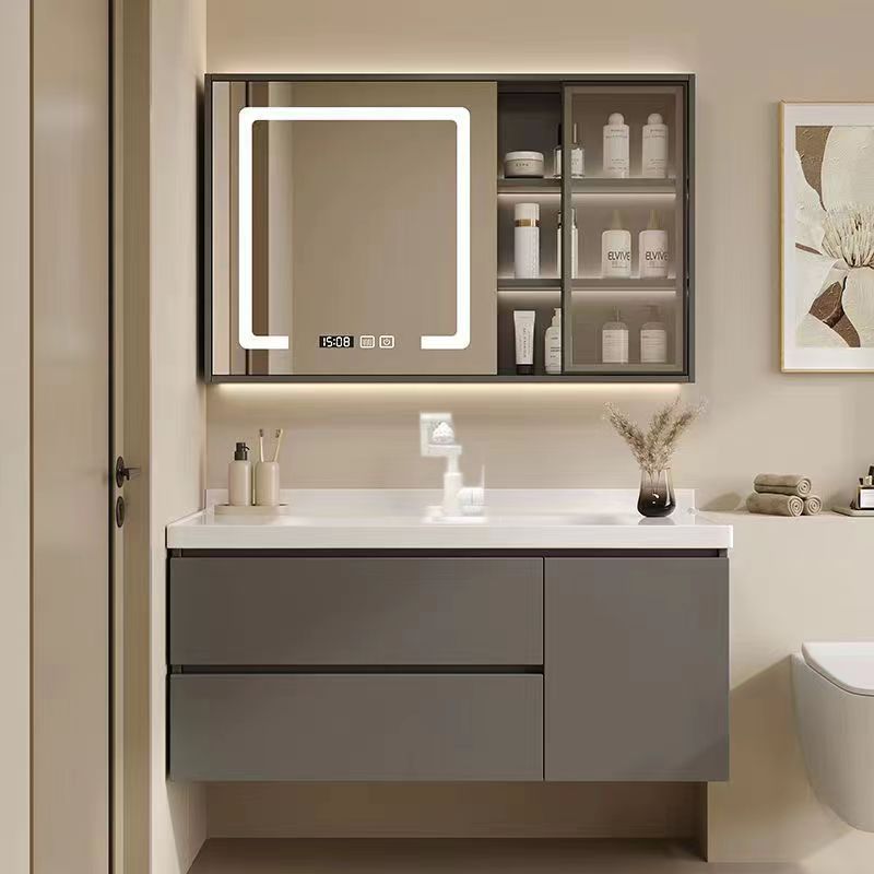 Ceramic Integrated Basin Bathroom Cabinet Combination New Bathroom Modern Simple Washbasin Cabinet Washbasin Bathroom Set