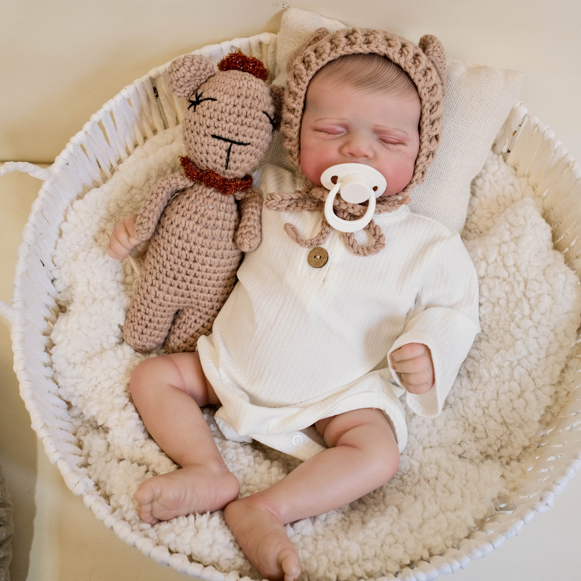 Muñeca de simulación de renacimiento de pascale de mameluco blanco de manga larga de 19 pulgadas, regalos navideños para niños