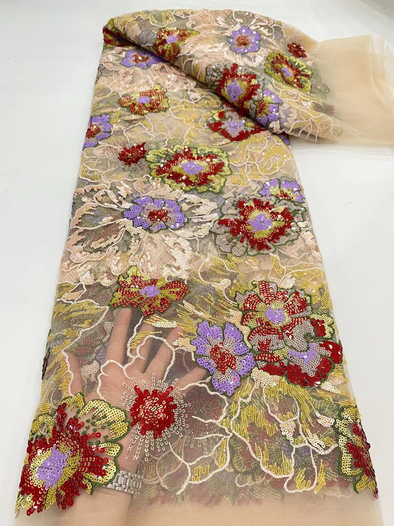 Lentejuelas encaje africano tul bordado Malla tela para la boda noche fiesta ropa lentejuelas encaje jx2659