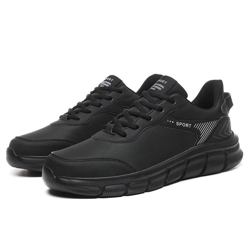 Marke Herren neue schwarze Leder wasserdicht Sport leichte weiche Sohle große Größe Student Reise Schuhe Trend_voghion.com