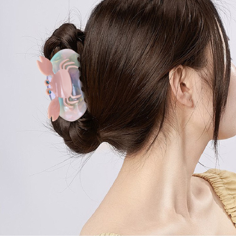 オーシャンスタイルカニ小魚クリップ女性の夏インスタイル高品質アセテートヘアアクセサリーシャーククリップトレンディな卸売|undefined
