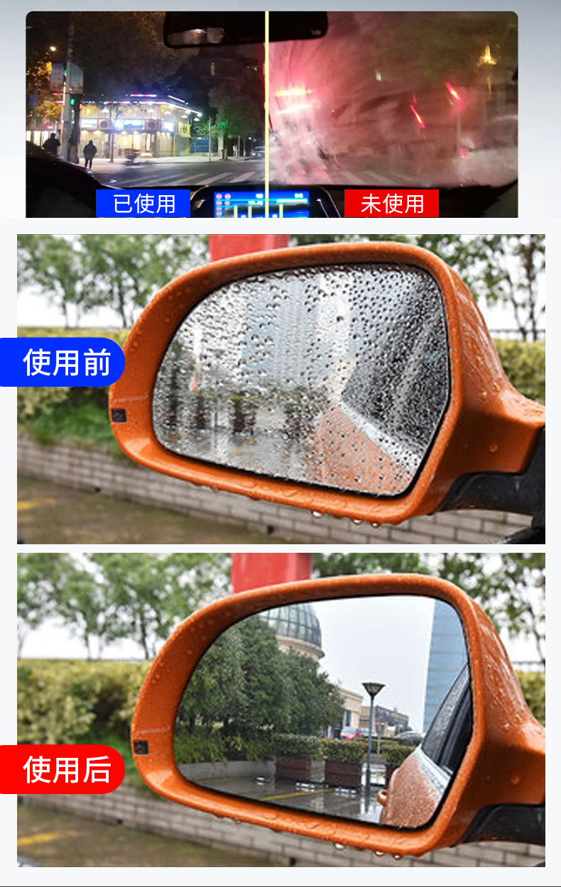 Car Glass Anti-Fog Agent, Rain-Proof Agent, Car Windshield Window Defogging Spray, Rearview Mirror Anti-Rain and Anti-Fog