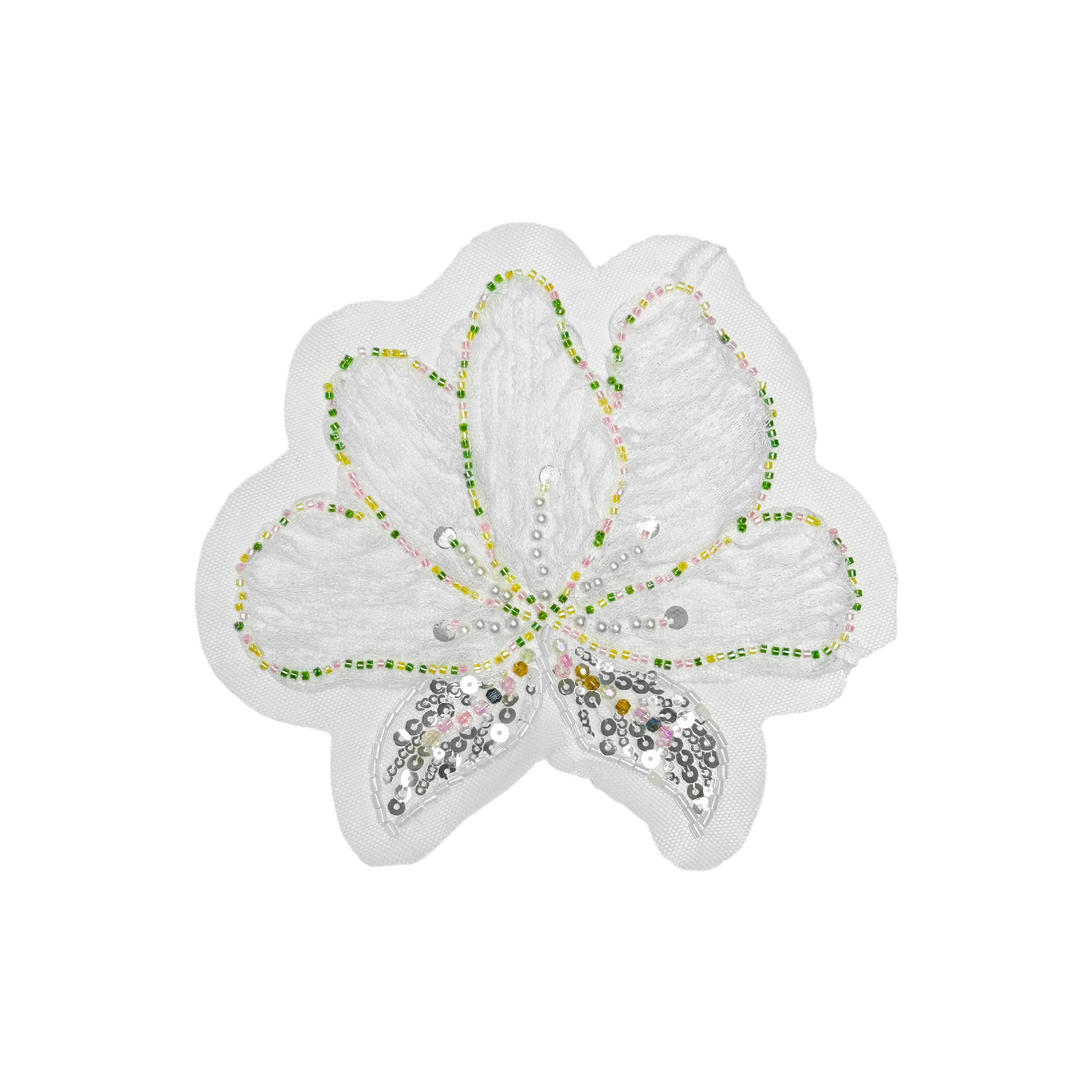 Flor de bordado de sequillas blancas decal de gran tamaño de cuentas bordadas sello DIY vestido de boda accesorios de ropa decoración image 8