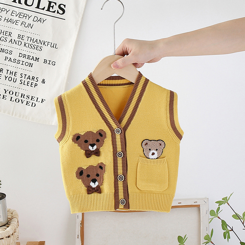 Chaleco de punto dividido para bebé Otoño e Invierno ropa exterior de bebé Chaleco de color sólido chaleco pequeño para chaqueta de niños medianos y pequeños