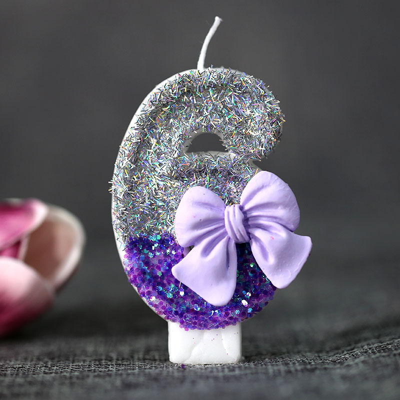 Nueva vela digital creativa vela de pastel de cumpleaños de arco púrpura para la vela de suministro de comercio exterior de comercio electrónico transfronterizo