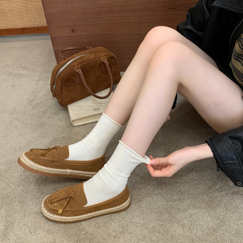 2026 Autumn Women's Suede Fisherman Shoes, Flat Slip-On Loafers with Bow, Casual Versatile Single Shoes for Women 2026 Autumn Women's Suede Fisherman Shoes, Flat Slip-On Loafers with Bow, Casual Versatile Single Shoes for Women