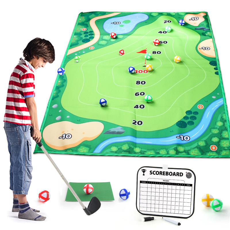 Alfombrilla de juego de golf para interiores y exteriores para niños transfronterizos Alfombrilla de felpa engrosada bola pegajosa objetivo golf juguetes al aire libre